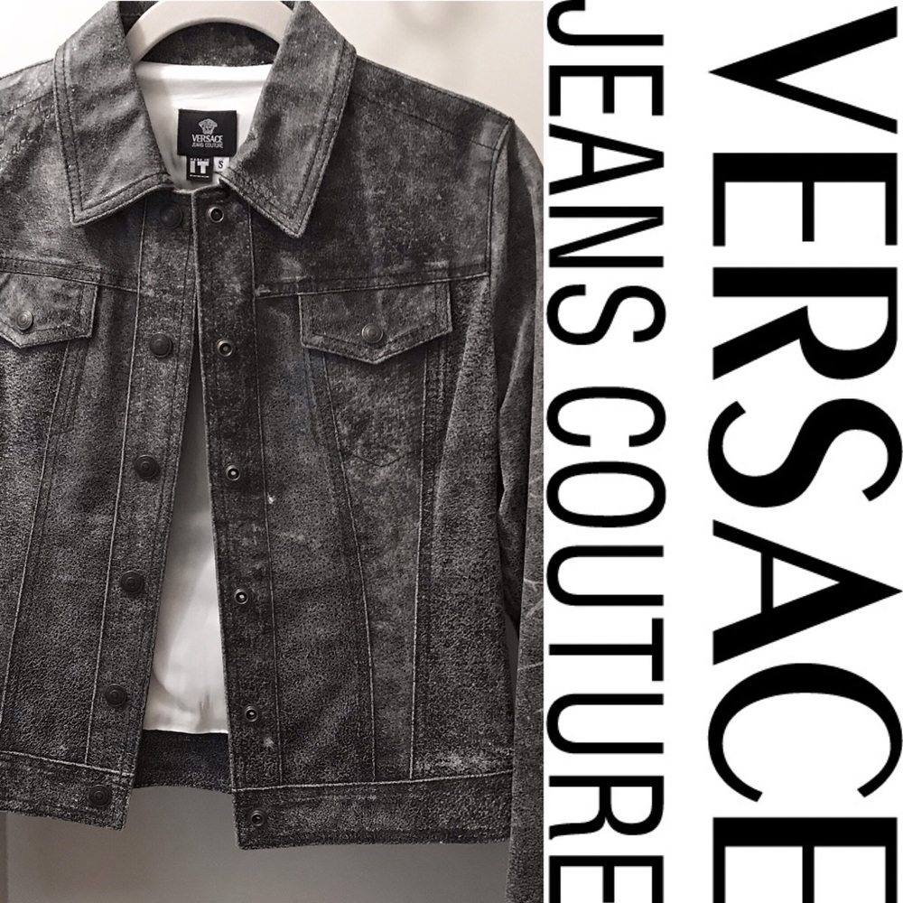 VERSACE JEANS COUTURE leather jacket GRAY Size S